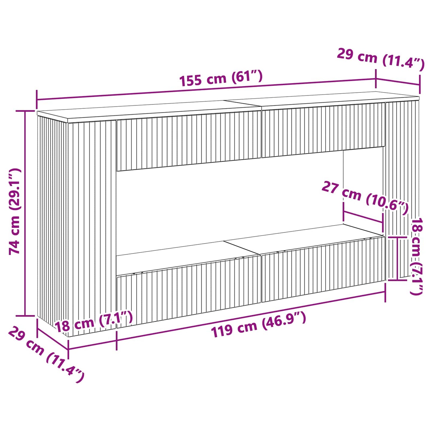 Wandtafel Gestreept Geconstrueerd Hout