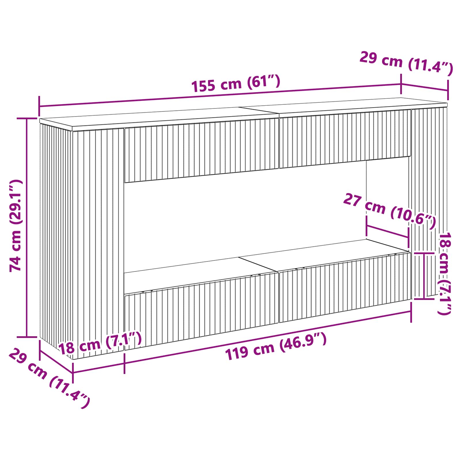 Wandtafel Gestreept Geconstrueerd Hout
