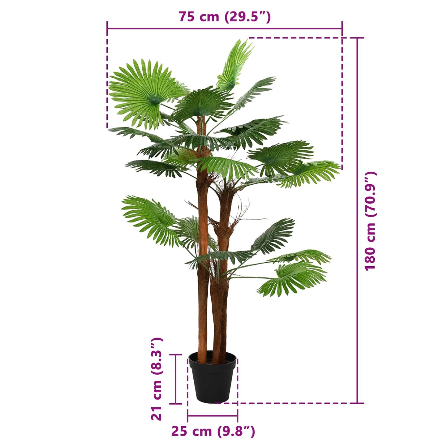 Kunstmatige Fan Palmboom Groen 75 X 25 X Stof En Bamboe