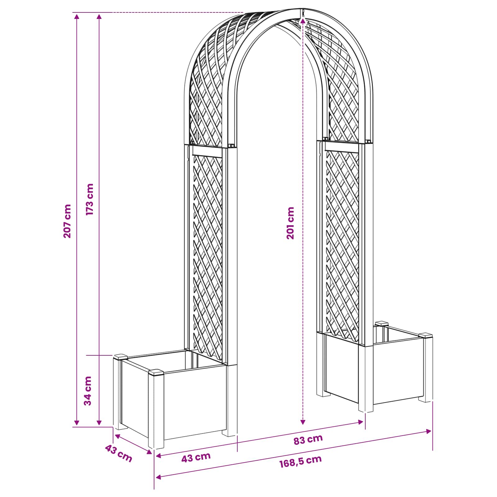 Rozenboog Met Planter 168,5 X 43 X 207 Cm Pp