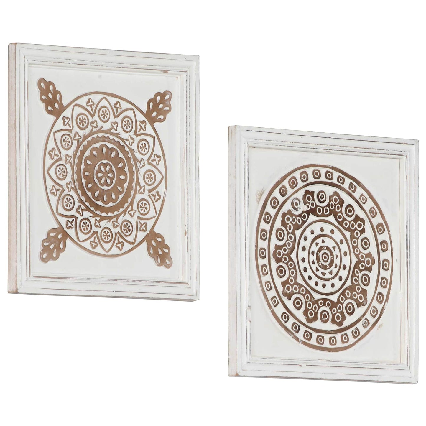 Kunst Decoratie 2 Pcs Bruin En Wit 40 X 40 X 1,5 Cm