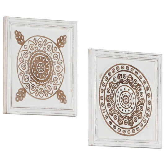 Kunst Decoratie 2 Pcs Bruin En Wit 40 X 40 X 1,5 Cm