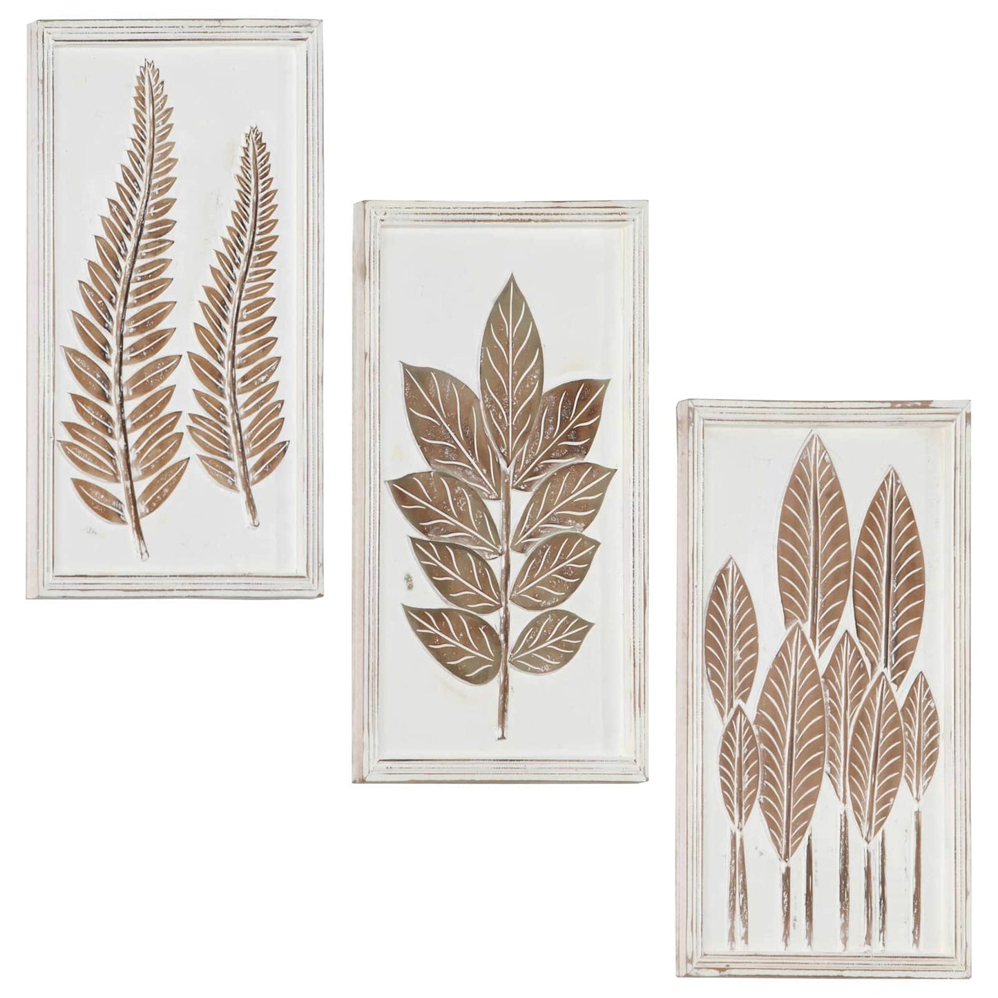 Kunst Decoratie 3 Pcs Bruin En Wit 40 X 40 X 1,5 Cm