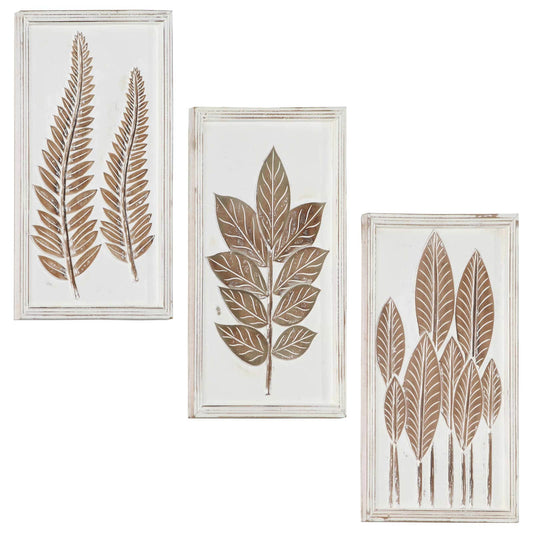Kunst Decoratie 3 Pcs Bruin En Wit 40 X 40 X 1,5 Cm